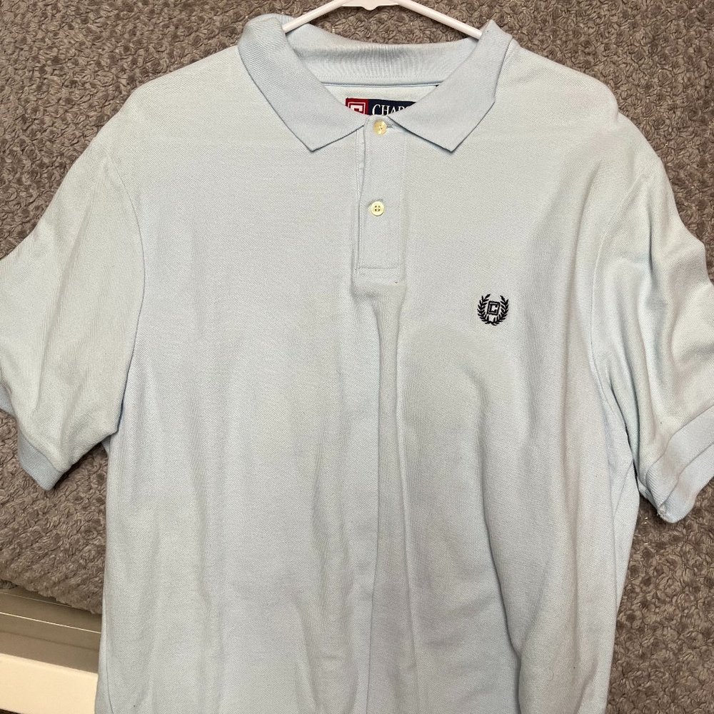 Chaps Men's Light Blue Short Sleeve Polo Large